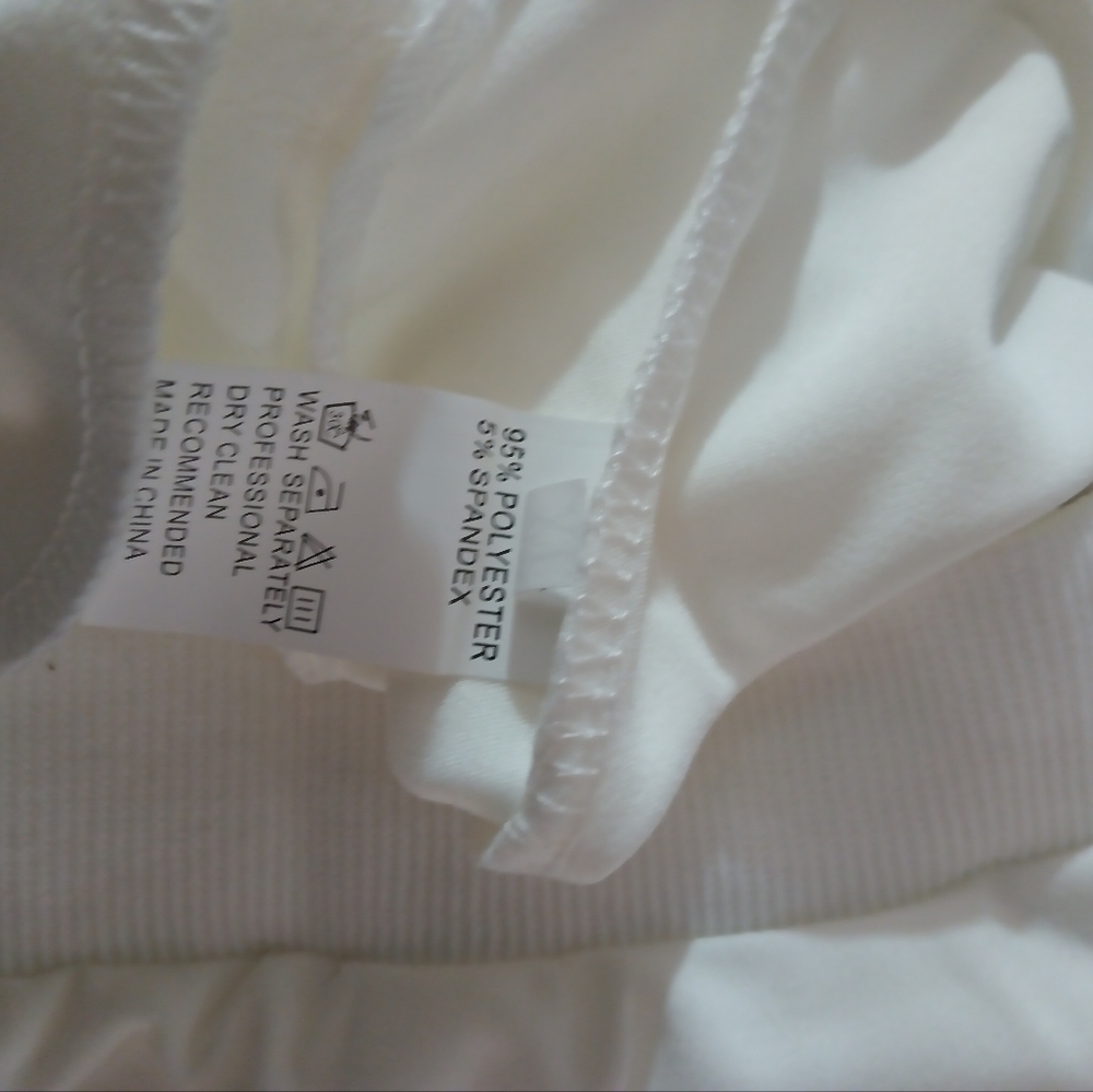 White Cropped Jacket Gold Zipper Mesh Long Sleeves XL - Picture 11 of 13